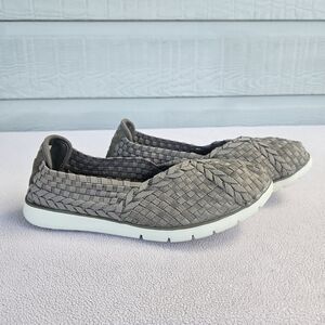 Skechers Pureflex 3 Slip-On Sneaker Flat Women 8 Woven Stretch Taupe Memory Foam